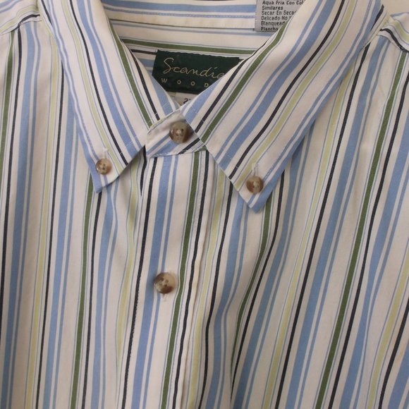Scandia Woods Cotton Blue Stripe Shirt 2XL Men's - Picture 2 of 4